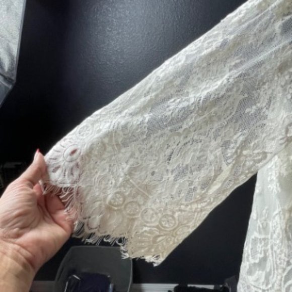 Rickie Freeman For Teri Jon Women's Off-The-Shoulder Lace Blouse Ivory Size 12 - Picture 14 of 14